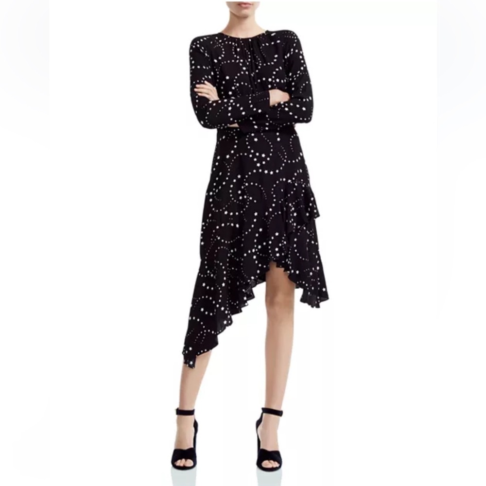 Maje Retoile Asymmetric Star-Print Midi Dress Size Maje 2 US Size 6 Medium
